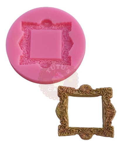 Molde Silicona Marco Vintage Barroco Repostería Porcelana Color Rosa