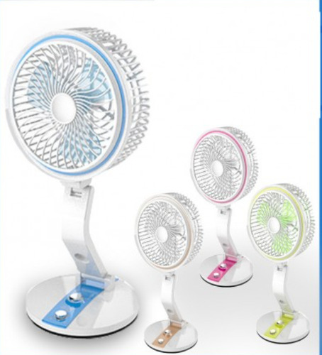 Ventilador Plegable Recargable Con Luz Led De Escritorio