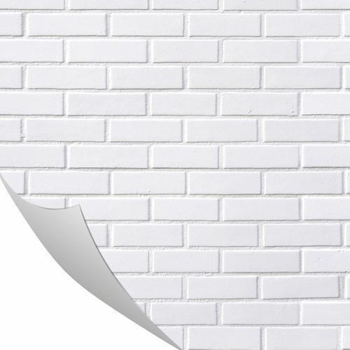 Papel De Parede Tijolinho Branco Auto Colante 0,57 X 3m