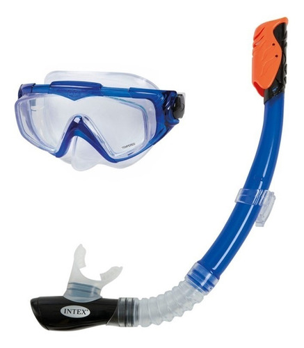 Tubo Y Máscara Buceo Intex Silicone, Acuarela