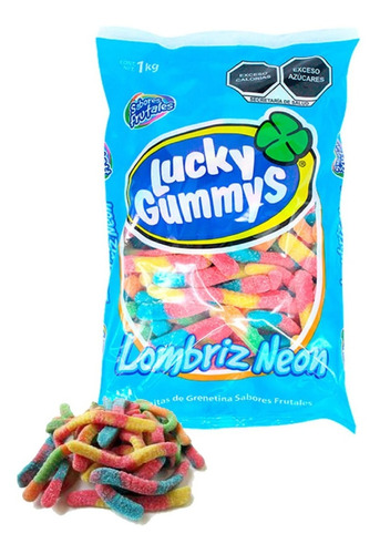 Lucky Gummys Gomitas Lombriz Neon  1 Kg