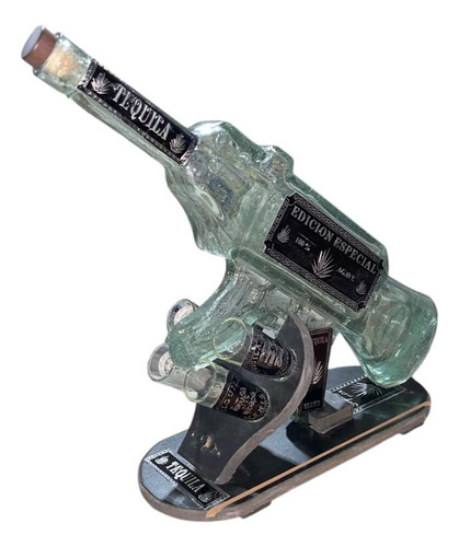 Metralleta Licorera De Vidrio 700ml Con 4 Tequileros 60ml Agua