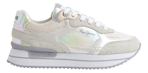 Tenis Pepe Jeans Mujer Rusper Pearl Blanco - Gris - Talla 5.