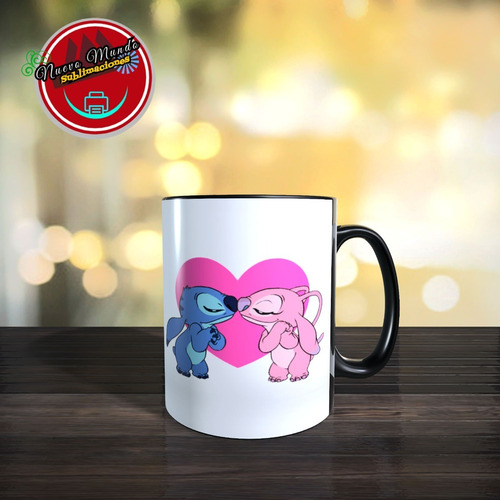 Taza Mágica Stitch Rosada Amor