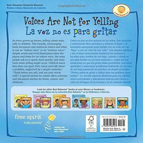 Voices Are Not For Yelling / La Voz No Es Para Grita, de Verdick, Elizabeth. Editorial Free Spirit Publishing en inglés