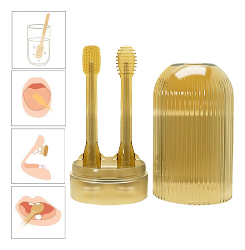 2 Escova De Dentes Infantil De Dourado 9 Cm De Comprimento