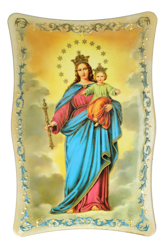 Cuadro Virgen Auxiliadora Souvenir Madera Decoracion Italy
