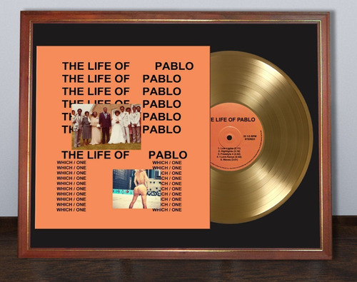 Kanye West The Life Of Pablo Tapa Lp Y Disco Oro En Cuadro