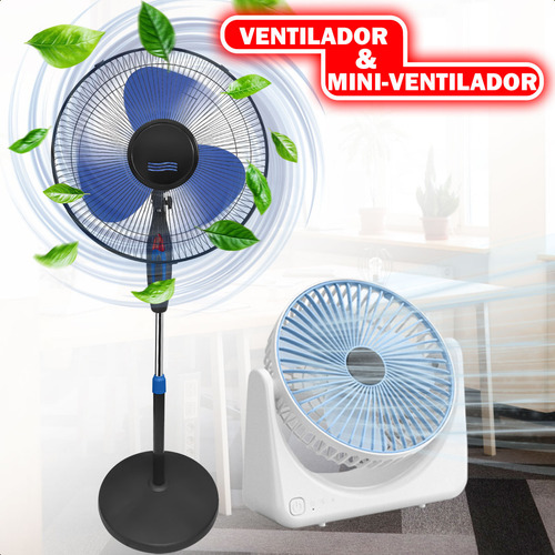 Ventilador Torre 220v 3 Pás 45w Coluna 130cm E Mini Ar Sem Fio Inclinável De Mesa Portátil