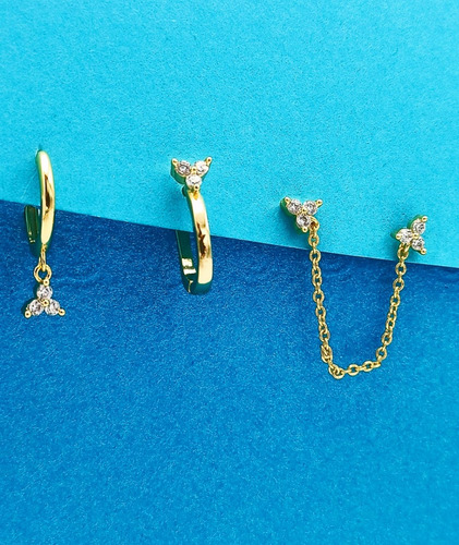 Pack De Aros Huggies Piercing Helix Tragus Chapados En Oro
