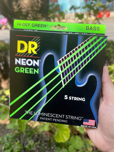 Cuerdas De Bajo Dr Neon Verde 5 Cuerdas 45-125