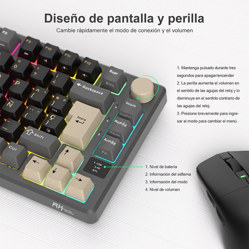 Teclado Mecánico Inalámbrico En Español Rkm75 Phantom