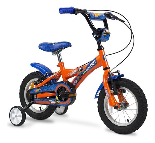 Bicicleta Rodado 12 Hotwheels Para Nene Rayos Metalicos