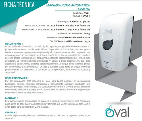 Imagen 3 de 9 de Dispensador Gel/jabón Líquido Automática Rellenable 1 Lt