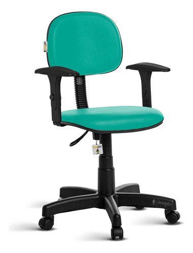 Cadeira Escritório Secretaria Com Braço Rce Cor Azul-turquesa Material Do Estofamento Couro Sintético