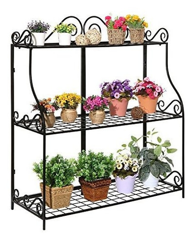 Independiente Metal Scrollwork Design 3 Tier Plant Stand Ini