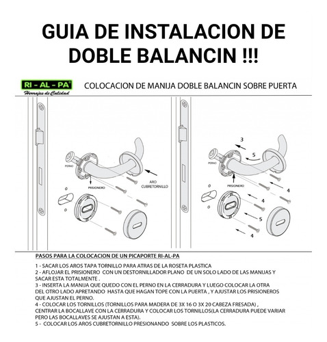 Picaporte Lanin Doble Bal Y 2 Bocallaves. Envío Gratis