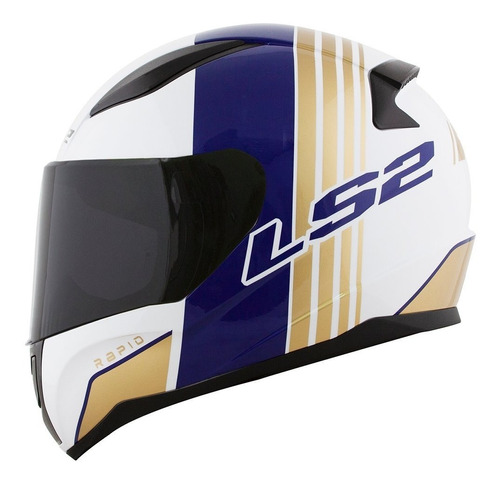 Capacete Ls2 Ff353 Rapid Multiply Azul Dourado Promoção