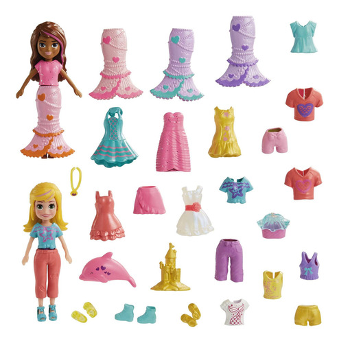 Boneca Polly Pocket Pack Fashion Roupas Seashine Mermaid