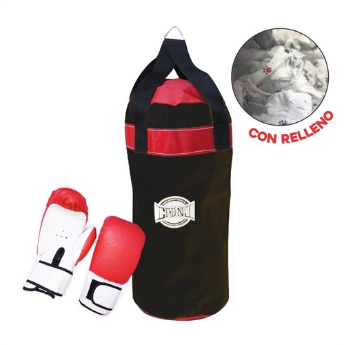 Bolsin Niños Relleno + Guante Box Juego Infantil Boxeo P