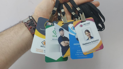 Crachá Personalizado Dupla Face Cordão E Presilha + Arte 15u