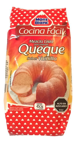 Mezcla Queque Lista Para Preparar Mont Blanc 450 Gr Carozzi