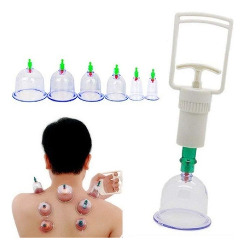 Kit Ventosas Com Bomba Terapia 6 Copos Massoterapia Estetica