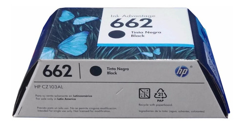 Cartucho Tinta Hp 662 Negro Cz103al Original 1515 3545 4646