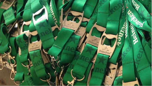 Paquete De 10 Cordones Porta Gafete Con Destapador Heineken