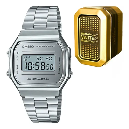 Reloj Casio Vintage A168 Plata Cristal Mineral Acero | Meses sin