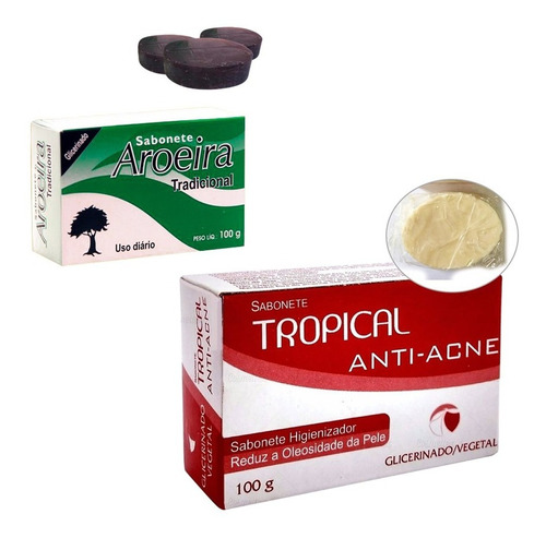 Kit 12 Sabonete Tropical Anti-acne + 12 Aroeira Barra 