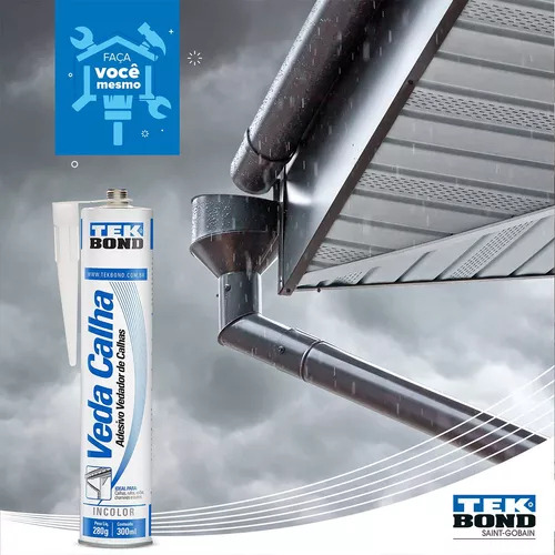 Kit 2 Veda Calha Transparente 280g 300ml Tekbond