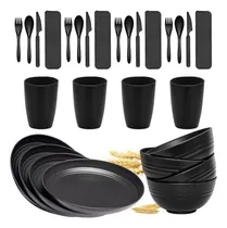 Comprar Vajilla De Paja De Trigo De 37 Piezas Con Platos Grandes