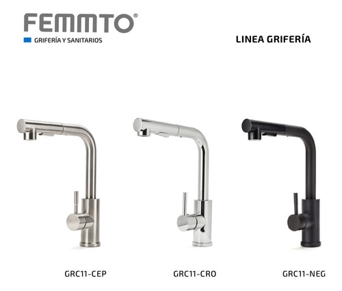 Imagen 9 de 10 de Griferia Para Cocina Monocomando Extensible Canilla De Acero