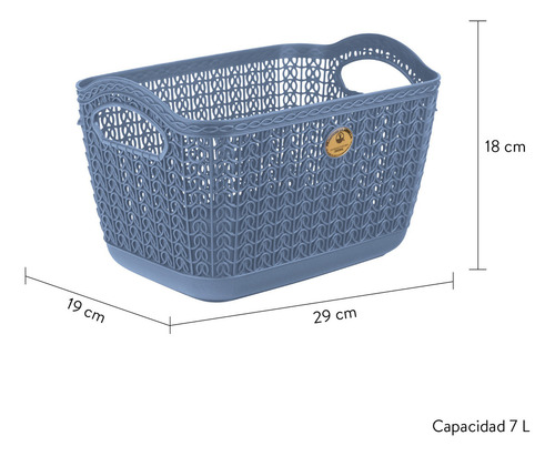Set 3 Canastas Mitril Med Resistentes Organizadoras 18x19x29 Azul Turquesa Mitril Med