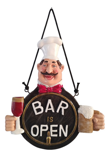 Cuadro Decorativo Colgante Chef Bar Is Open