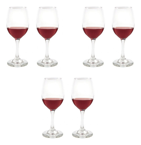  Set X 6 Copa  Vino Tinto Vidrio 300ml