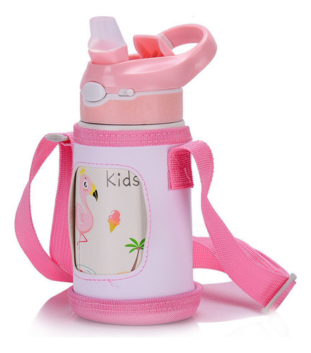 Juego De Tazas Termo Infantil Pájaro Rosa 400ml