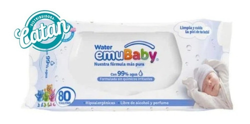 Toallitas Húmedas Emubaby Water 99% Agua Pack 6 X 80