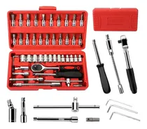 Comprar Set Caja Herramientas Juego Llave Tubo Kit 46 Piezas Estuche Color Rojo