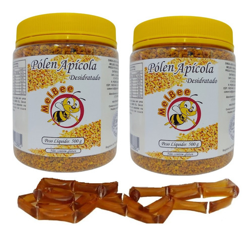 Pólen Apícola Desidratado - 1 Kg (2 Potes 500g + 10 Sachês)