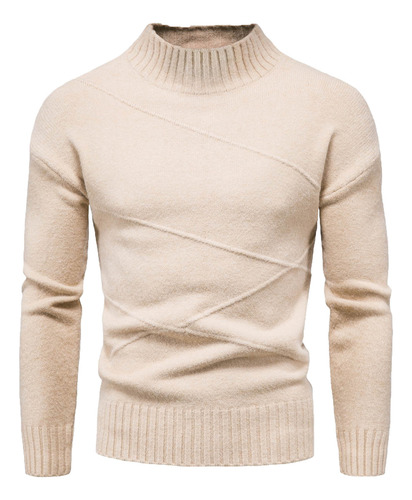 P Ropa De Punto Casual Con Cuello Medio Alto Para Hombre Sol