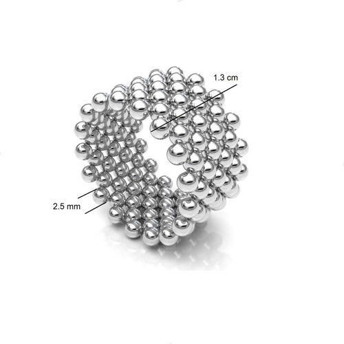 Imagen 2 de 8 de Anillo D Plata 925 Bolitas Engarzadas Ajustable Mujer Agálea