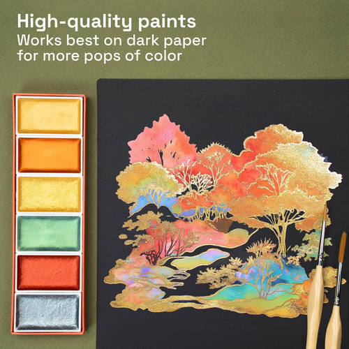 Juego De Pintura Acuarela Metálica Profesional 6 Colores Metálico