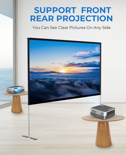 Imagen 5 de 7 de Mooka Pantalla De Proyector Con Soporte De 100 Pulgadas P...
