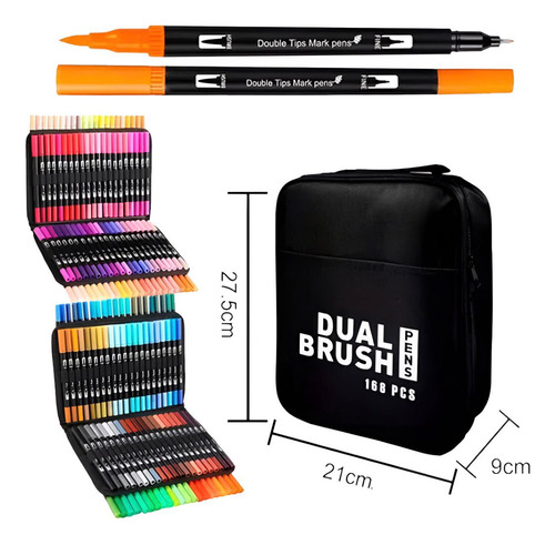 Marcadores Dual Brush Doble Punta Pincel 168colores