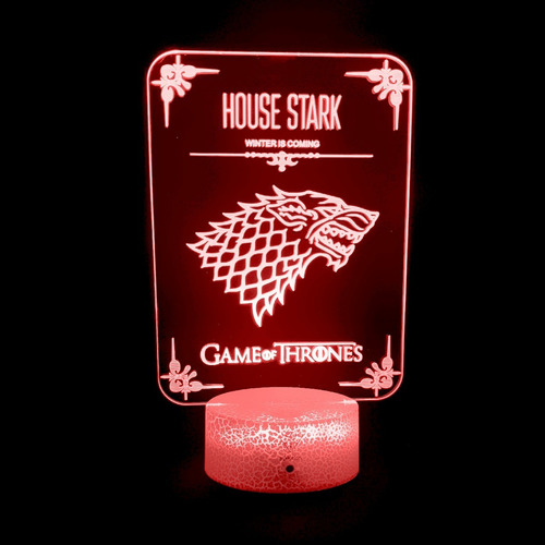 Lámpara 3d House Stark Got Base Agrietada + C. Remoto+ Pilas