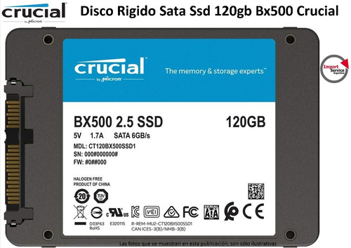 Disco Rigido Sata Ssd 120gb Bx500 Crucial (ct120bx500ssd1)