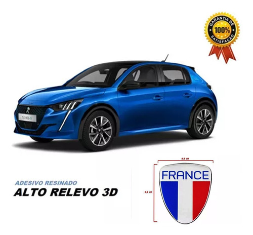 Emblema Adesivo Bandeira França 3d Resinado Carro Resina