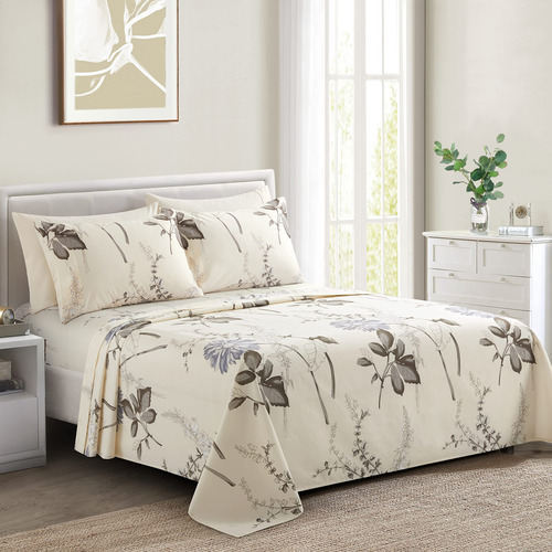 Juego De Sábanas De 6 Piezas Con Estampado De Flores De